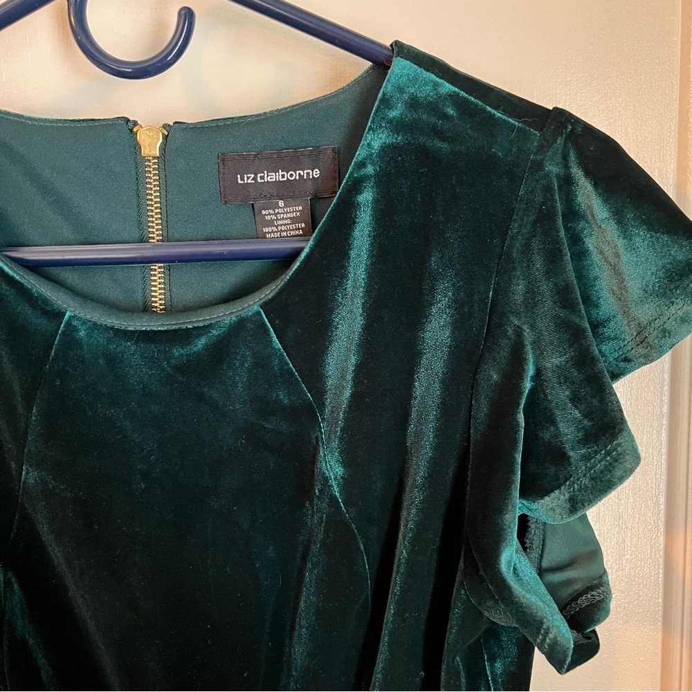 Liz Claiborne Green Velvet Dress